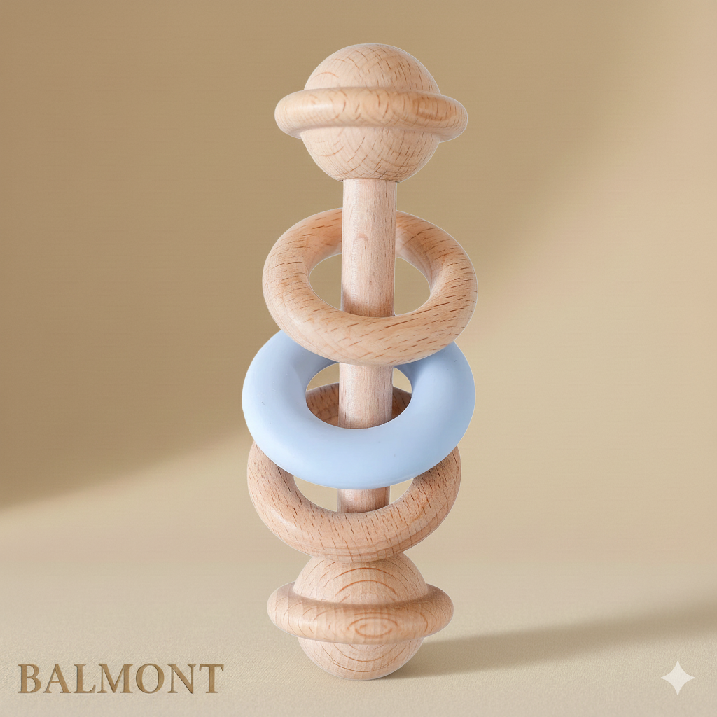 Hochet bébé en bois et silicone