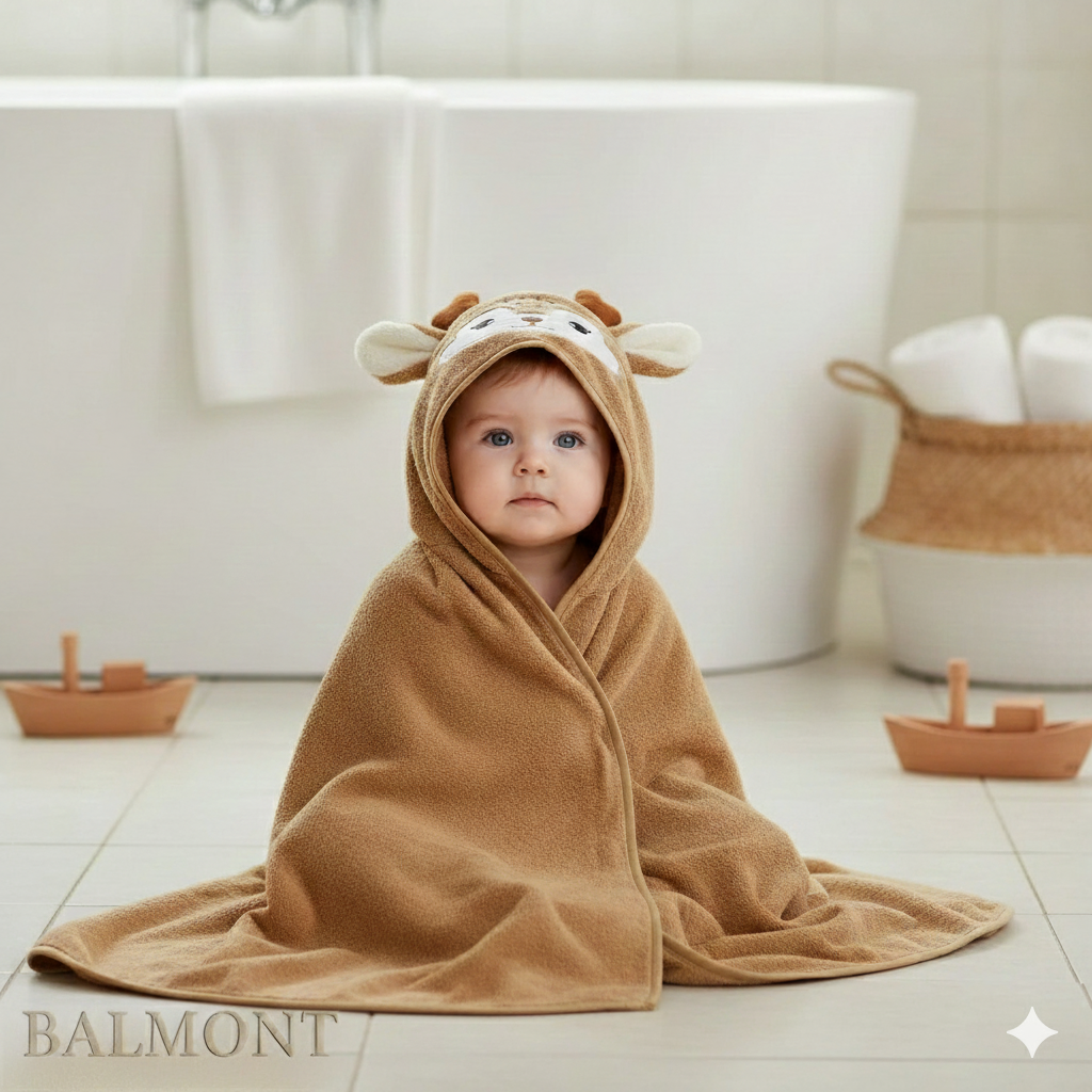 Cape de bain bébé en polyester à capuche animale