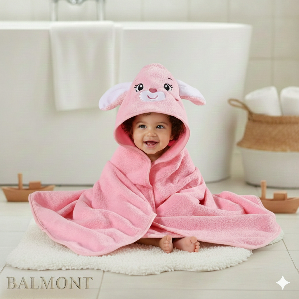 Cape de bain bébé en polyester à capuche animale