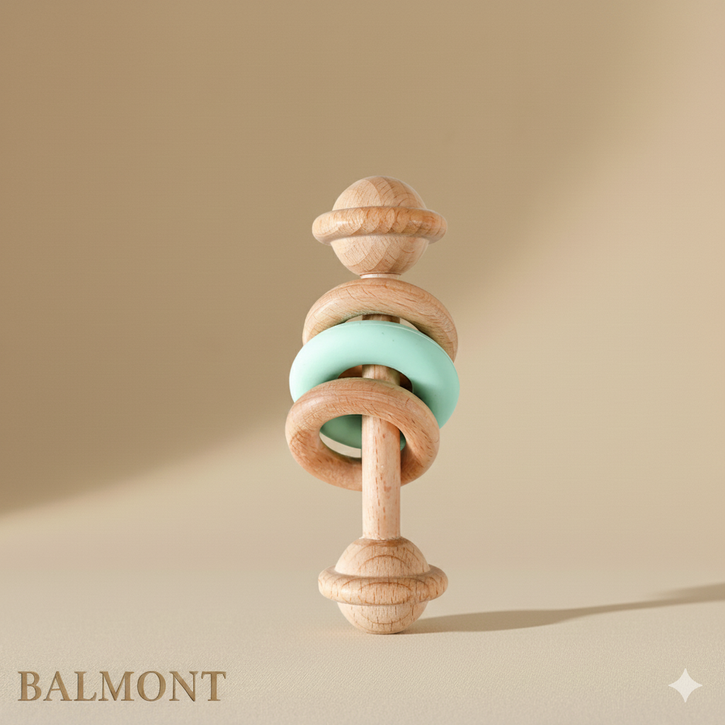 Hochet bébé en bois et silicone