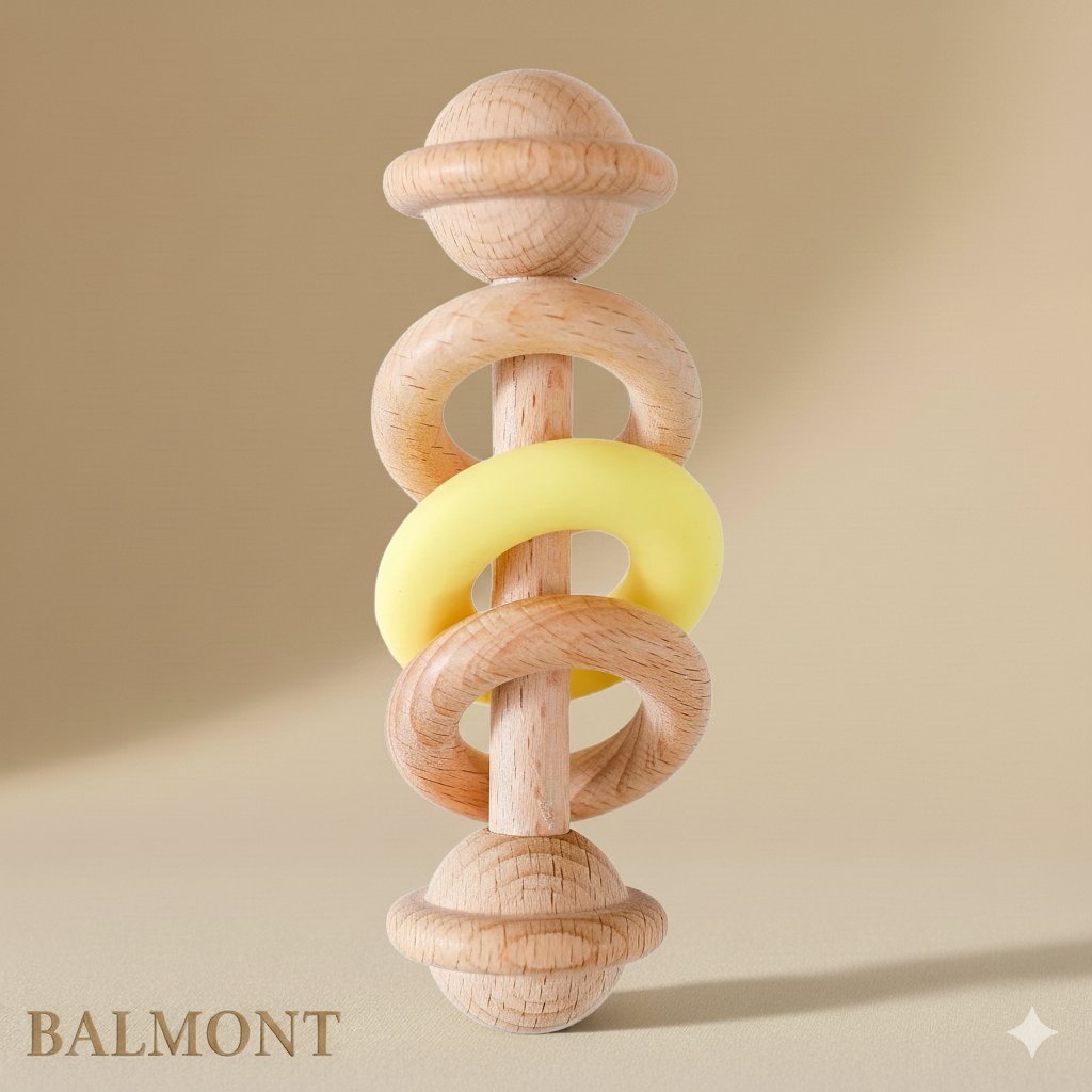 Hochet bébé en bois et silicone