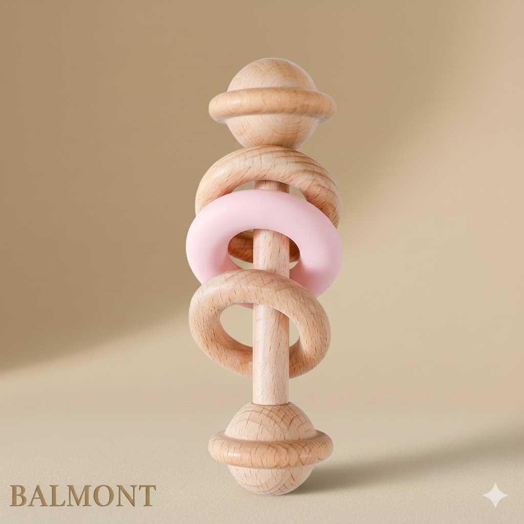 Hochet bébé en bois et silicone