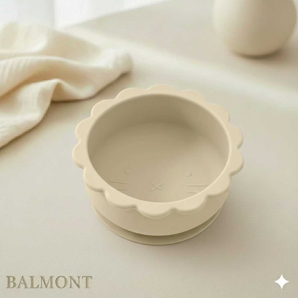 Bol en silicone bébé avec ventouse – forme lion, ludique et sécurisé