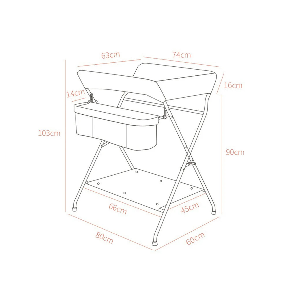 Table à langer bébé pliable en structure métallique