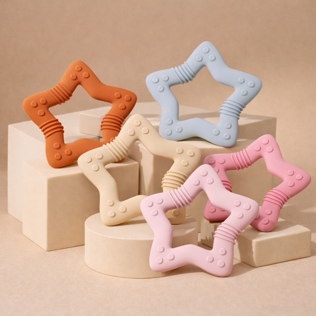 Anneau de dentition bébé en silicone forme étoile
