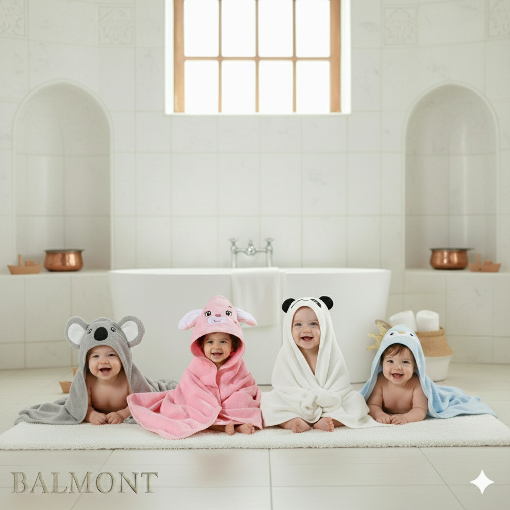 Cape de bain bébé en polyester à capuche animale