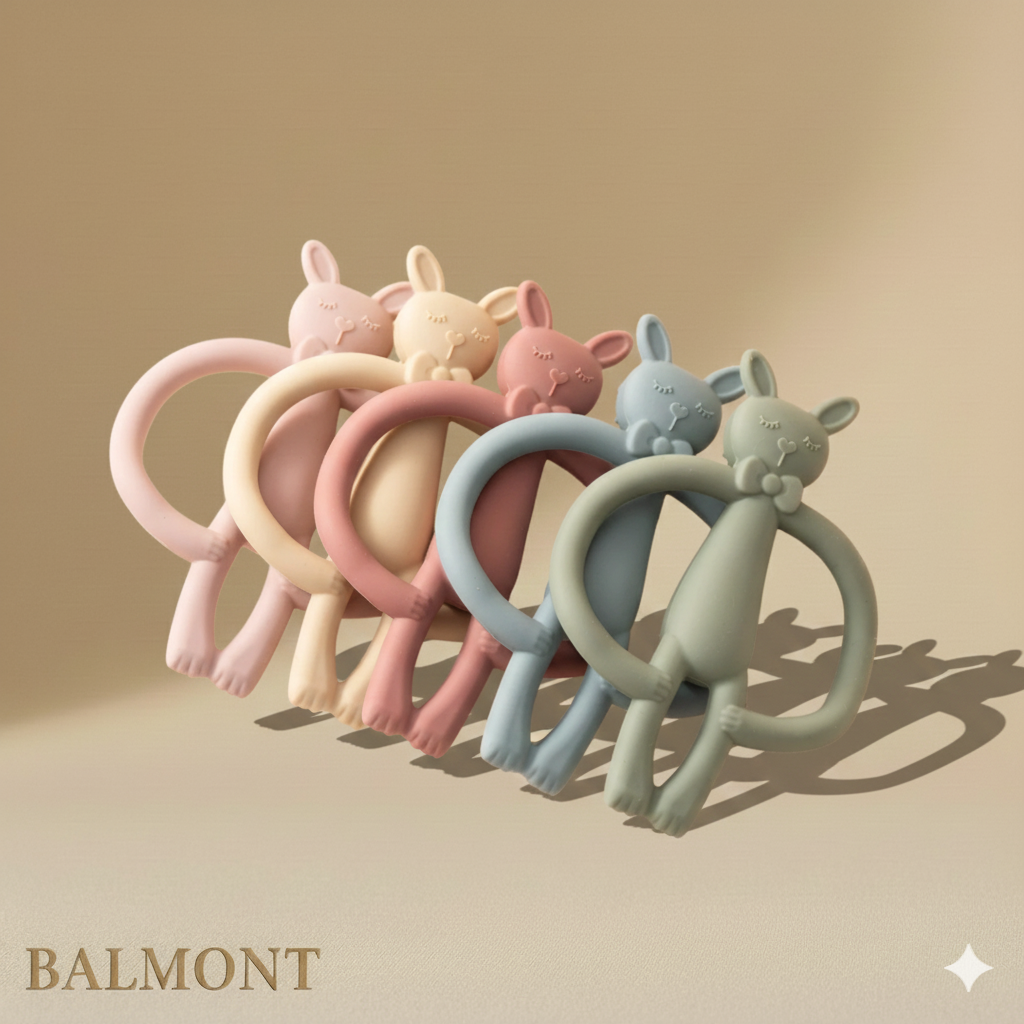 Anneau de dentition bébé en silicone forme lapin