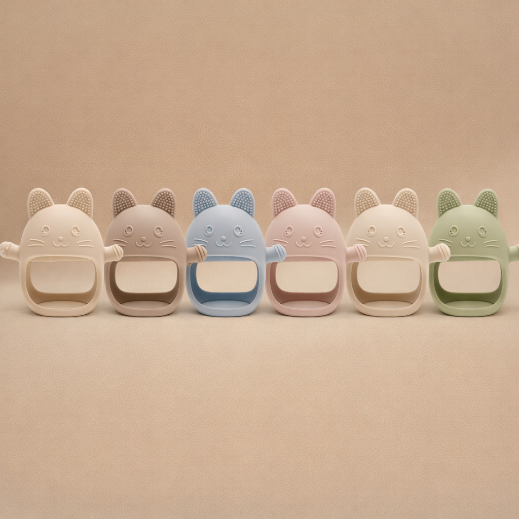 Gant de dentition bébé en silicone forme ours