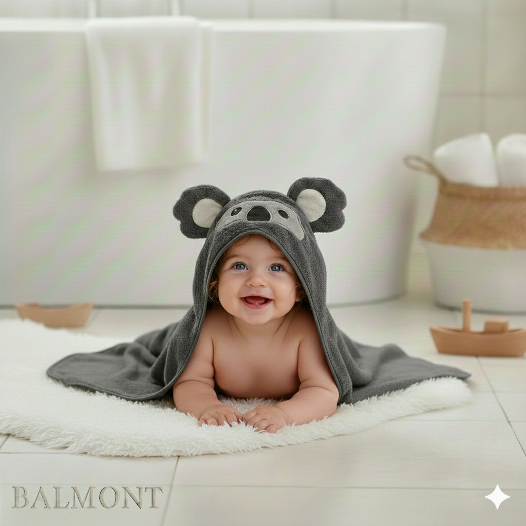 Cape de bain bébé en polyester à capuche animale