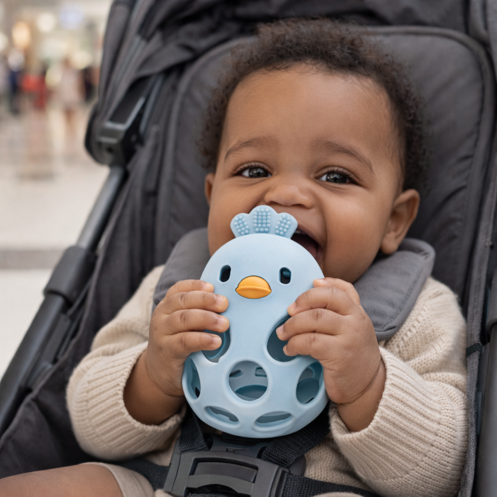 Anneau de dentition bébé en silicone forme poussin