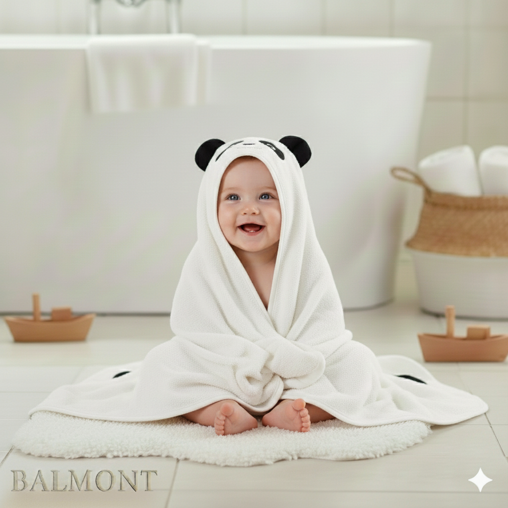 Cape de bain bébé en polyester à capuche animale
